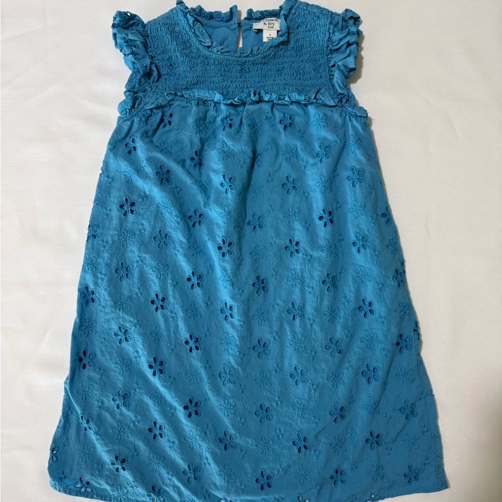 crown & ivy Blue Eyelet Smocked dress